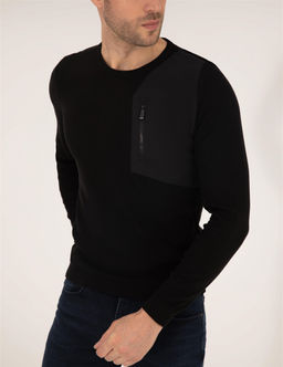 Siyah Slim Fit Bisiklet Yaka Triko Kazak - Pierre cardin фото 2