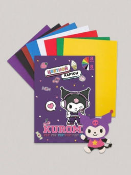Картон цветной А4 немелованный 8 цв. "Куроми", односторонний, 8 л
