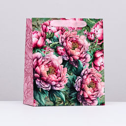 Пакет подарочный ламинированный вертикальный Нежность пиона, 23?27?11.5 см