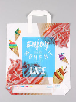 Цена за 50 шт. Пакет "Сладкая жизнь", полиэтиленовый с петлевой ручкой, 38 х 42 + 3 см, 37 мкм