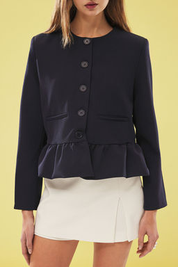 TRENDYOLMILLA Lacivert Balon Detayl? Bisiklet Yaka Dokuma Blazer Ceket TWOSS25BC00023  фото 5