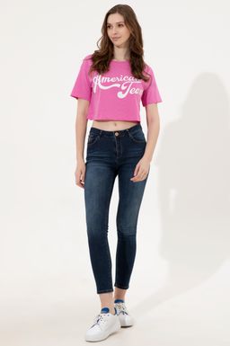 U. S. Polo Assn Женская розовая укороченная футболка с круглым вырезом - U.s. polo assn фото 4