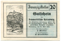 20 геллеров 1920 года Австрия  Розенбург (нотгельд)