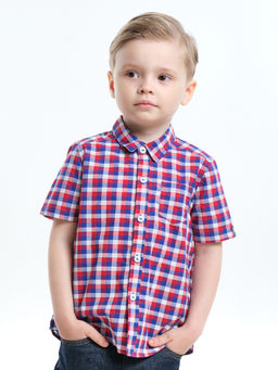 Рубашка для мальчика UD 7903 синяя клетка - Mini maxi фото 19