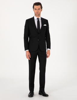 Siyah Slim Fit %100 Y_n Klasik Tak_m Elbise