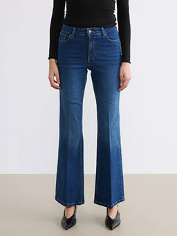 Y?ksek Bel Flare Kad?n Jean Pantolon