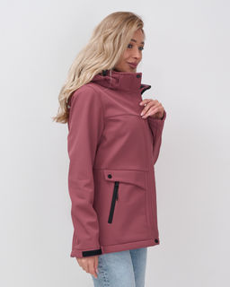 Ветровка спортивная женская с капюшоном softshell малинового цвета 9566M - Mtforce фото 24