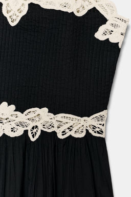 TOP ENCAJE CONTRASTE ZW COLLECTION / Blanco / Negro - Zara фото 8