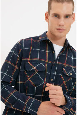 TRENDYOL MAN Lacivert Regular Fit Uzun Kollu Cift Cepli Oduncu Kareli K?sl?k Ceket Gomlek TMNAW20GO0485 - Trendyolmilla фото 9