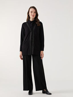 V Yaka Parlak Ta?l? Kad?n Yelek