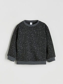 Bisiklet Yaka Bask?l? K?z ?ocuk Sweatshirt