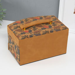 Шкатулка для украшений «Пальмовые листья», искусственная кожа, пробка, 16.5×22.5×13.5 см