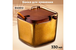 Банка для сыпучих продуктов 330 мл 11*9*9 см Бронза + откидная бамбук.крышка - Elan gallery фото 24