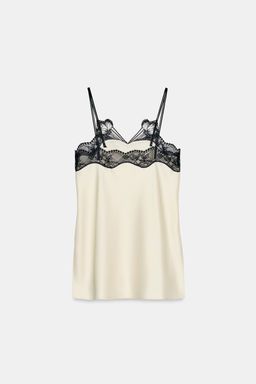 TOP ENCAJE CONTRASTE ZW COLLECTION / Crudo - Zara фото 8
