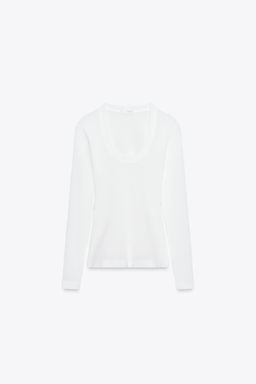 CREPE LONG SLEEVE T-SHIRT - Zara фото 7