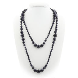 Бусы авантюрин синий 6..14мм, бусы "Равновесие", длина бус 150см