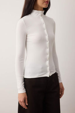 Ekru Onu Full C?tc?t Kapama Kaskorse Fitted/Vucuda Oturan Orme Bluz TWOAW26BZ00329 - Trendyolmilla фото 3