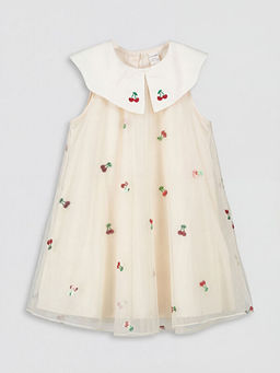 Bebe Yaka Nak??l? K?z ?ocuk Prenses Elbisesi