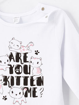 Bisiklet Yaka Uzun Kollu Bask?l? K?z Bebek Tulum - Waikiki фото 3