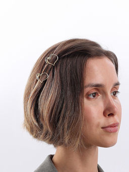 Цена за 6 шт. Крабик для волос «Маргарита», сердце, 2.5 см, золото