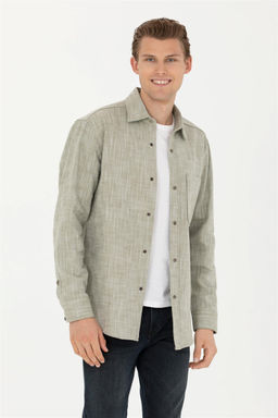 Мужская рубашка цвета хаки с длинным рукавом - U.s. polo assn фото 3