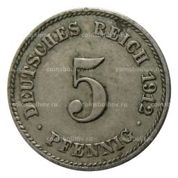 Монета 5 пфеннигов 1912 года J Германия