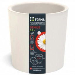 Горшок для цветов пластиковый 3,9л d-18,2см "Genius" с дренажной вставкой молочный