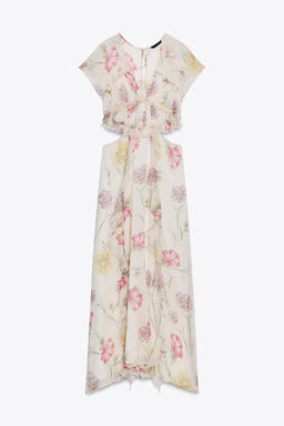 FLORAL PRINT CUT-OUT MIDI DRESS - Zara фото 18