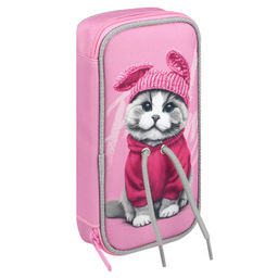 Пенал школьный Феникс+, арт.72201/ 24 КОТИК В ХУДИ (без наполнения, 10х20х4.5 см, полиэстер, молния,
