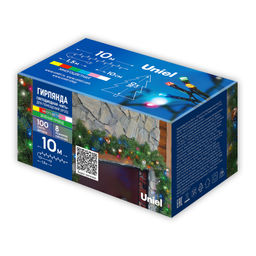 ULD-S1000-100/DGA MULTI-3 IP20 Гирлянда светодиодная, 10м. 100 светодиодов. Белый, желтый, зеленый, красный, розовый, синий свет. Провод зеленый. ТМ Uniel - Volpe фото 9