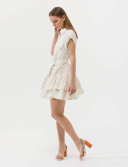 Krem Ku_ak Detayl_ Volanl_ Elbise