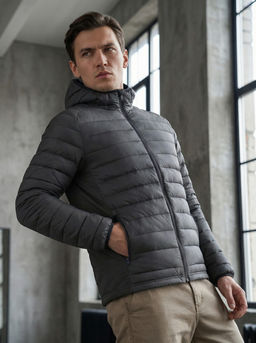 Куртка мужская гибридная стёганая с капюшоном с графеновой подкладкой черного цвета 9621_1Ch - Mtforce фото 21