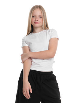 Футболка для девочки скимс для школы с коротким рукавом 22-7694 черный - Mini maxi фото 16