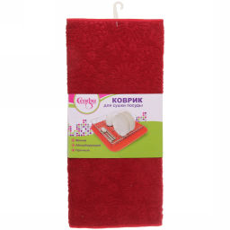 Цена за 2 шт. Коврик для сушки посуды 38*50см "Ромашки" красный