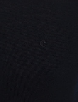 Базовый трикотажный свитер приталенного кроя темно-синего цвета с круглым вырезом - Cacharel фото 6