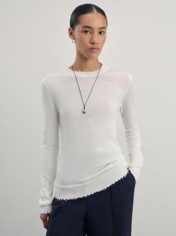 Джемпер с необработанным краем из шерсти / Zarina  фото 8