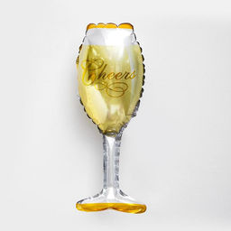 Цена за 5 шт. Воздушный шар фольгированный 9" «Бокал», для палочки, 18+