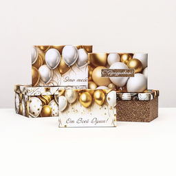 Набор коробок 10 в 1 С днём рождения!, золотой, 32,5 х 20 х 12,5 -12 х 7 х 4 см - UPAK LAND фото 4