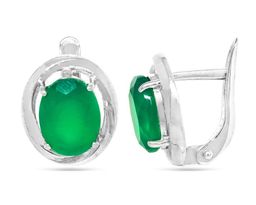 Серьги из серебра хризопраз, СПН4119