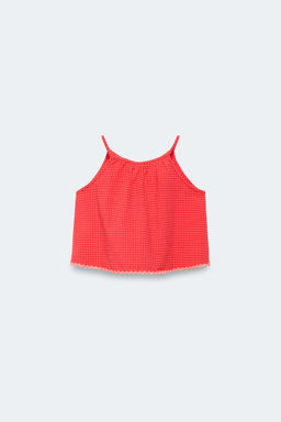 2-14 A?OS/ TOP CUADRO VICHY ONDULINA LIMITED EDITION / Rojo / Naranja - Zara фото 2