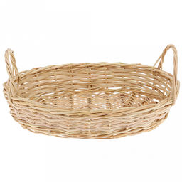 Корзинка плетеная №1 29х19х5/10см, овальная, дно и стенки из ивовой лозы и ленты, с ручками, ручное плетение (Россия) - Домашняя мода фото 2