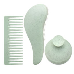 Kristaller Набор для волос: щетка-массажер для мытья головы, гребень, расческа-капля, зеленый