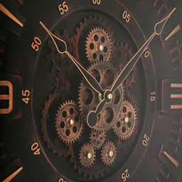 Часы настенные "Хронос" д49см, h7см, мягкий ход, циферблат "Шестеренки", коричневый потертый; цифры арабские, медный; корпус пластик, коричневый "под дерево"; в лотке (Китай)