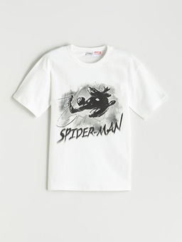 Bisiklet Yaka Spider-Man Bask?l? Erkek ?ocuk Ti??rt