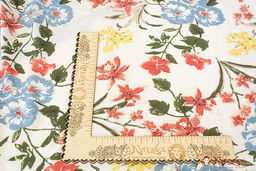 Штапель Цветочные тропики на белом, ш.1.42м, вискоза-100%, 110гр/м.кв - Купава фото 2