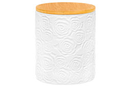 Банка д/хранения 1,2 л 13*13*16 см Розы с дер. крышк. с сил. упл