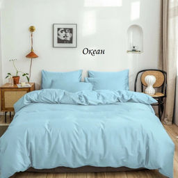 Комплект постельного белья Океан, вареный хлопок евро