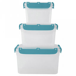 Контейнер с защелками пластмассовый Bergen 2,4л, 1,3л, 0,7л, голубой океан, набор 3шт (Россия) - Домашняя мода фото 2