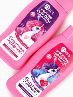 Набор детский Самой чудесной, гель-пена 250 мл, шампунь 250 мл, мочалка 25 г, Чистое счастье  фото 5