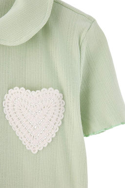 Mint %100 Pamuklu Kalpli Dantelli Pointel/Fitilli _rme Pijama Tak_m_ THMAW27PT00032